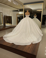 Luxury Long Corset Ball Gown Sweetheart Glitter Corset Wedding Dress outfit, Wedding Dress For Short Brides