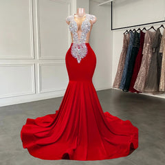 Luxury Sparkly Silver Handmade Diamond Red Spandex Black Girl Mermaid Long Corset Prom Dresses outfit, Bridesmaid Dress Uk