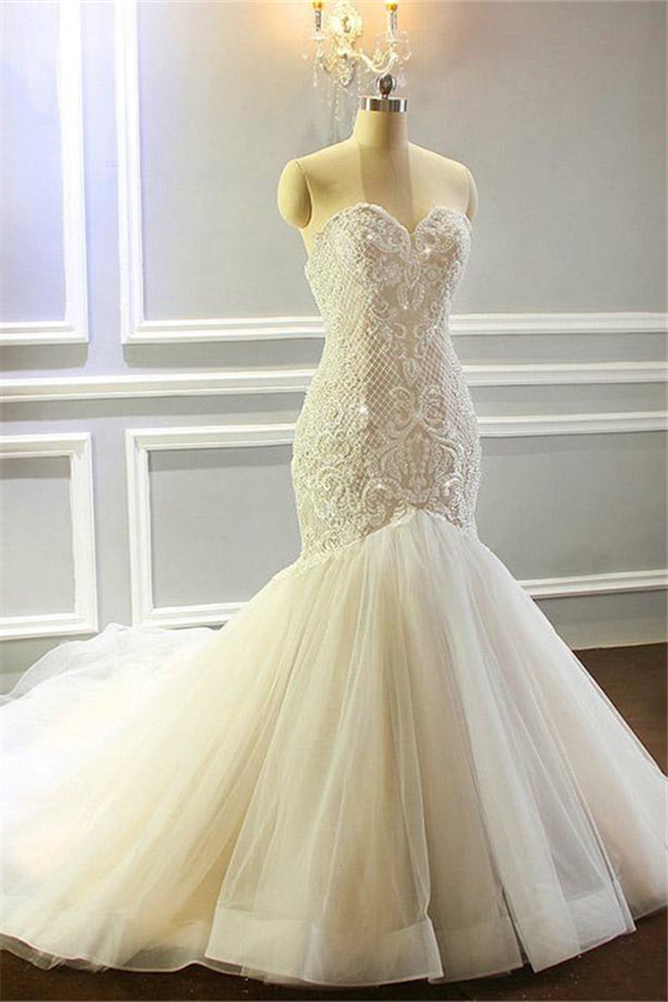 Mermaid Appliques Sweetheart Corset Wedding Dresses Sleeveless Tulle Pleated Bridal Gowns outfit, Wedding Dress Outfits