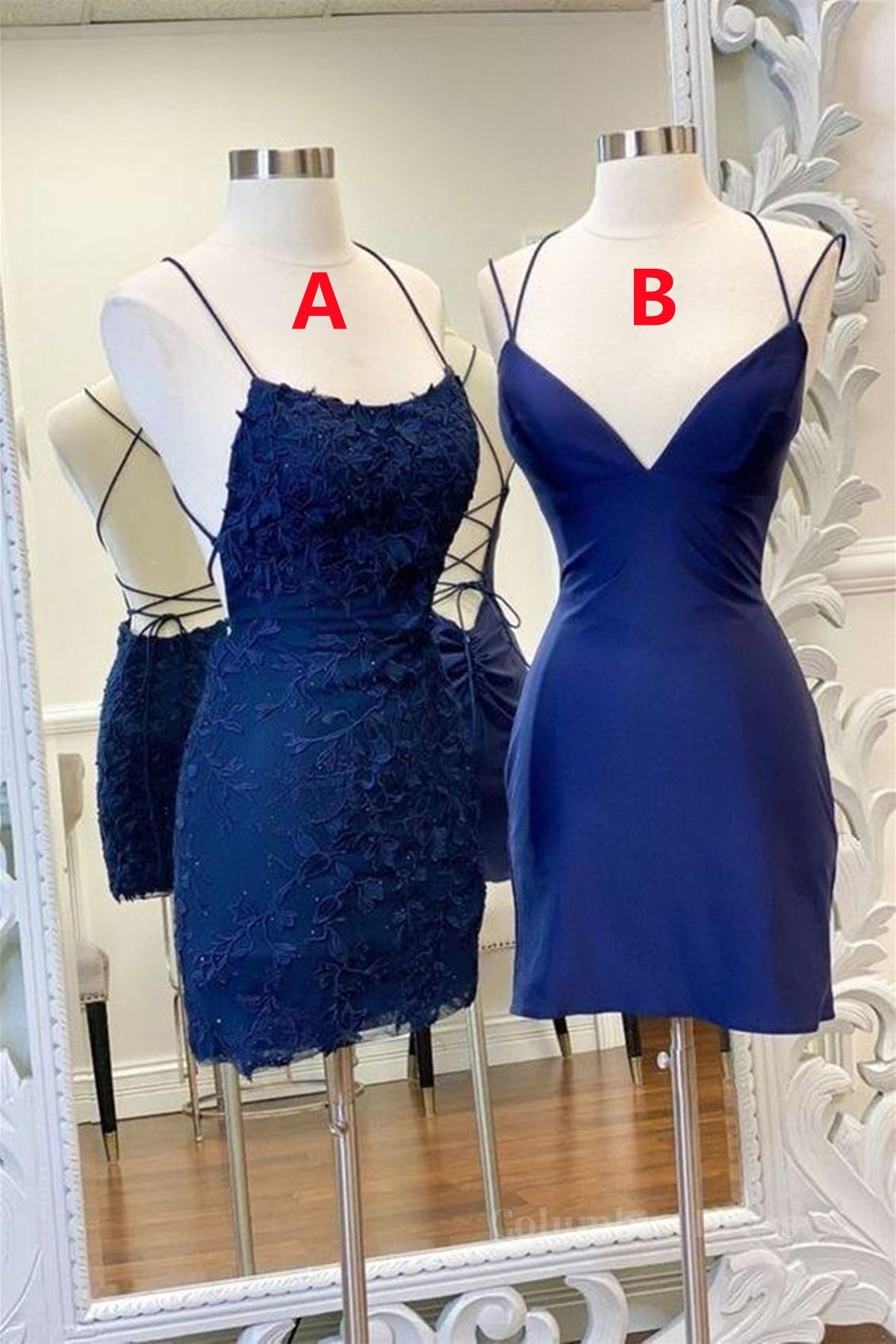 Mermaid Backless Blue Lace Corset Prom Dress, V Neck Blue Corset Homecoming Dress, Blue Lace Corset Formal Evening Dress outfit, Bridesmaid Dress Vintage