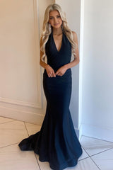 Mermaid Deep V Neck Black Long Corset Prom Dress with Open Back outfit, Mermaid Deep V Neck Black Long Prom Dress with Open Back