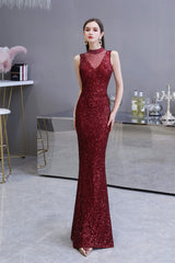 Mermaid Halter Sleeveless See-Through Sequins Floor Length Corset Prom Dresses outfit, Bridesmaids Dress Color