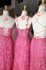 Mermaid Hot Pink Lace Long Corset Prom Dress, Long Hot Pink Corset Formal Graduation Evening Dress outfit, Wedding Invitations