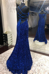 Mermaid Sequins Long Corset Prom Dresses,Royal Blue Evening Gowns Corset Formal Weddings outfit, Wedding Dress Gown