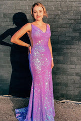Mermaid Spaghetti Straps Light Purple Long Corset Prom Dress outfits, Mermaid Spaghetti Straps Light Purple Long Prom Dress