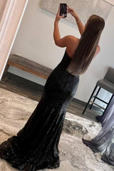 Mermaid Strapless Black Sequins Long Corset Prom Dress with Feather outfit, Mermaid Strapless Black Sequins Long Prom Dress with Feather