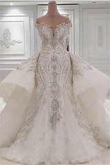 Mermaid Sweetheart Floor Length Wide Hem Tulle Beading Corset Wedding Dress outfit, Wedding Dress Style