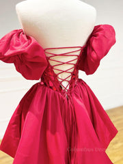 Mini/Short Red Satin Short Corset Prom Dresses, Short Corset Homecoming Dress outfit, Prom Dress Blue Long