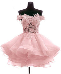 Mini Tulle Lace Short Corset Prom Dress, Lace Cute Corset Homecoming Dress outfit, Evening Dresses Online Shop