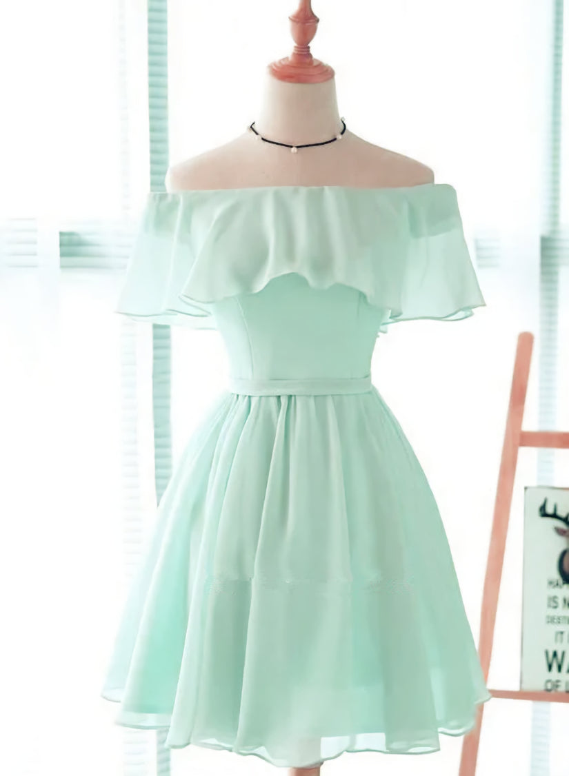 Mint Green Chiffon Short Party Dress Corset Bridesmaid Dress, Chiffon Corset Prom Dresses outfit, Prom Dress2025