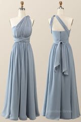 Misty Blue Chiffon Convertible Corset Bridesmaid Dress outfit, Bridesmaids Dress Designers