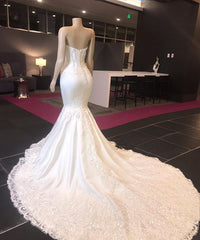 Modern Strapless Lace Appliques Mermaid Corset Wedding Bridal Gowns New Arrival outfit, Wedding Dresses Gowns