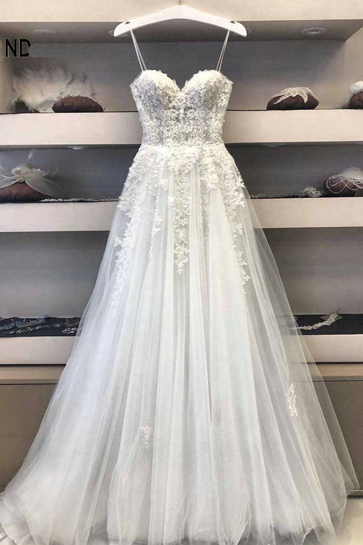 Modest Long A Line Sweetheart Lace Tulle Corset Wedding Dress outfit, Wedding Dress Shops Near Me