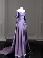 Modest Purple Satin Long Corset Prom Dress,Purple Evening Dress outfit, Party Dresses For Girls
