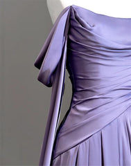 Modest Purple Satin Long Corset Prom Dress,Purple Evening Dress outfit, Party Dress Wedding Guest Dress