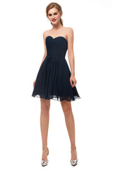 A Line Strapless Knee Length Chiffon Corset Homecoming Dresses outfit, Evening Dress With Sleeve