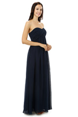 Navy Blue Sweetheart Chiffon With Pleats Corset Bridesmaid Dresses outfit, Party Dresses For Teen