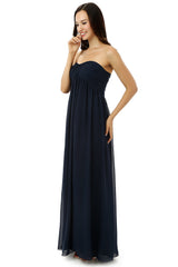 Navy Blue Sweetheart Chiffon With Pleats Corset Bridesmaid Dresses outfit, Party Dress Website