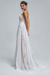 Spaghetti Straps Beach Corset Wedding Dresses With Adjustable Drawstring Outfits, Wedding Dress 2029