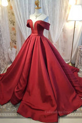 Off Shoulder Burgundy Satin Long Corset Prom Dress, V Neck Burgundy Corset Formal Evening Dress, Burgundy Corset Ball Gown outfits, Bridesmaid Dress Dark