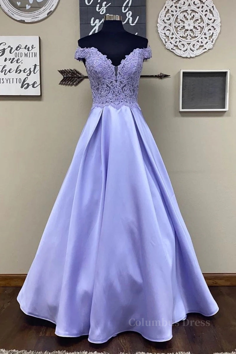 Off Shoulder Purple Lace Long Corset Prom Dress, Off Shoulder Purple Corset Formal Dress, Purple Lace Evening Dress outfit, Homecoming Dress 2026