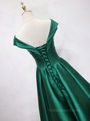 Off the Shoulder Green Long Corset Prom Dress with Corset Back, Off Shoulder Long Green Corset Formal Evening Dresses outfit, Party Dresses Stores