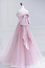Off the Shoulder Pink Corset Prom Dresses, Pink Tulle Corset Formal Evening Dresses outfit, Evening Dresses Dresses