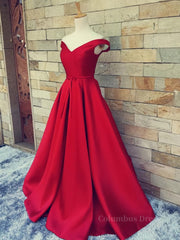 Off the Shoulder Red Long Corset Prom Dresses, Red Long Corset Formal Evening Dresses outfit, Party Dress Teens