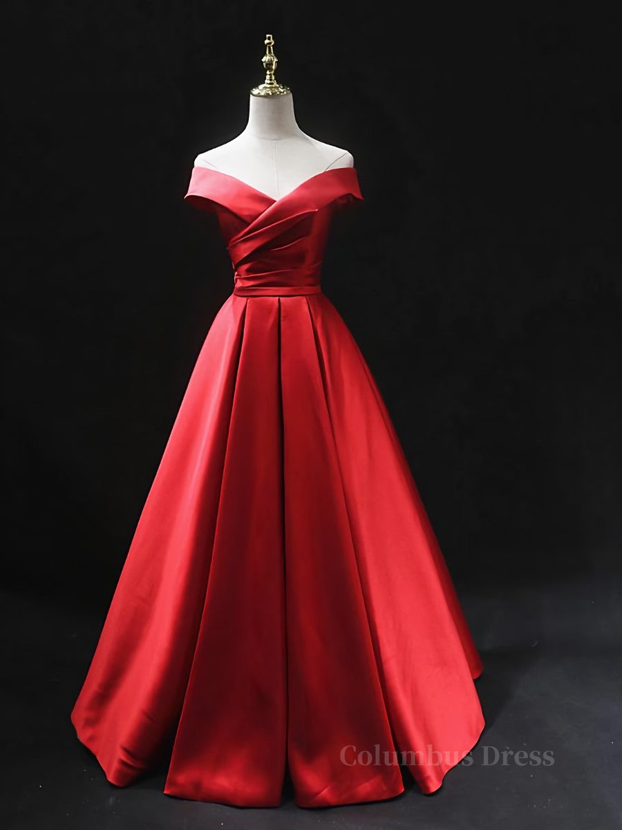 Off the Shoulder Red Long Corset Prom Dresses, Red Off Shoulder Long Corset Formal Evening Dresses outfit, Party Dresses 2024