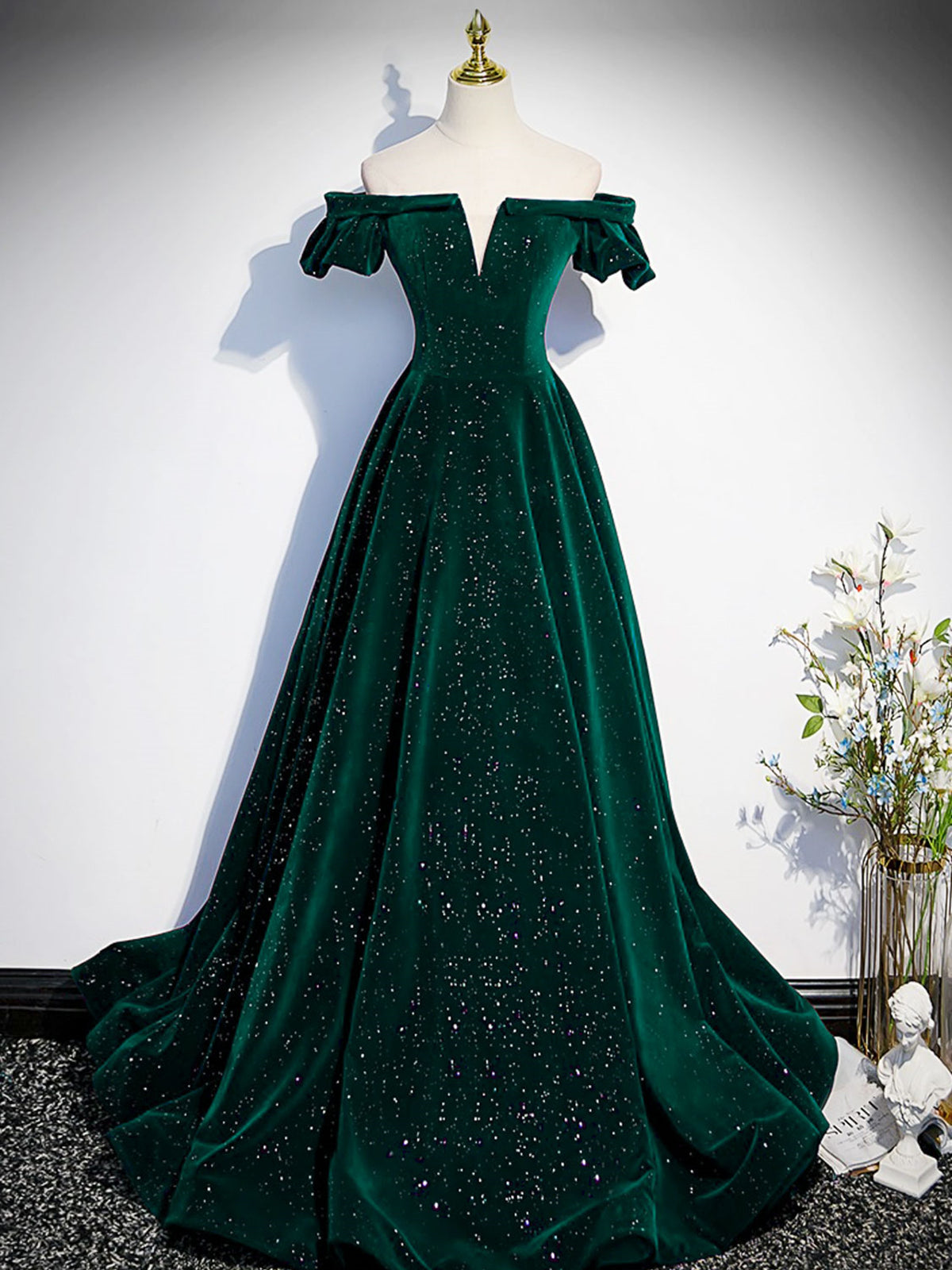 Off the Shoulder Shiny Green Black Long Corset Prom Dresses, Green Black Long Corset Formal Evening Dresses outfit, Sage Green Bridesmaid Dress