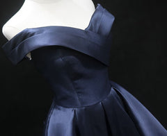 Off the Shoulder Short Navy Blue Corset Prom Dresses, Short Blue Corset Homecoming Graduation Dresses outfit, Formal Dress To Attend Wedding