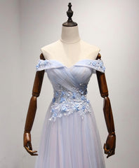 Light Blue Tulle Lace Long Corset Prom Dress, Lace Evening Dress outfit, Evening Dresses Long Sleeve
