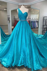 One Shoulder A Line Corset Prom Dress with Beading Waist outfit, One Shoulder A Line Prom Dress with Beading Waist