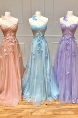 One Shoulder Floral Long Corset Prom Dresses, Corset Formal Graduation Evening Dress outfit, Bridesmaids Dresses Blush