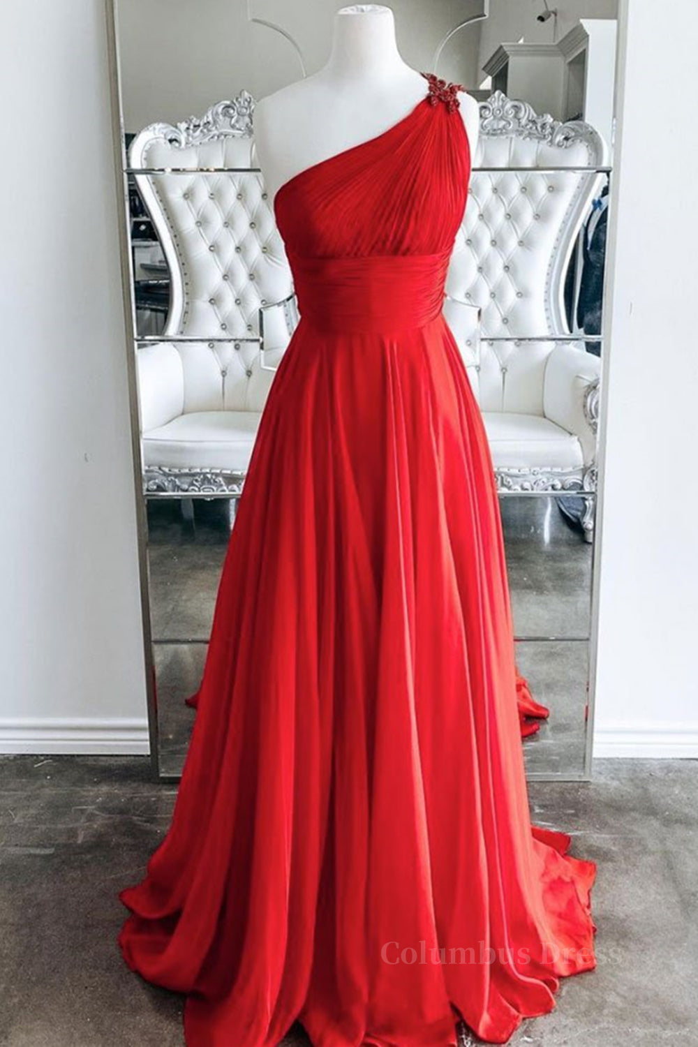 One Shoulder Open Back Red Long Corset Prom Dress, Backless Red Corset Formal Dress, Red Evening Dress outfit, Evening Dresses Formal