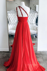 One Shoulder Open Back Red Long Corset Prom Dress, Backless Red Corset Formal Dress, Red Evening Dress outfit, Evening Dress Formal