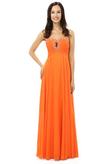 Orange Chiffon Cut Out Sweetheart With Pleats Corset Bridesmaid Dresses outfit, Party Dress Near Me