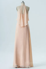 Peach Jewel Chiffon Flounce Chiffon A-line Long Corset Bridesmaid Dress outfit, Bridesmaids Dress Red