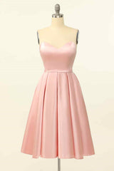 Pink A-line Strapless Satin Lace-Up Back Mini Corset Homecoming Dress outfit, Party Dress Purple