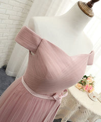Pink A LineTulle Off Shoulder Long Corset Prom Dress, Evening Dress outfit, Casual Gown