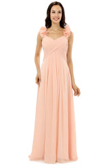 Pink Chiffon Halter Backless With Pleats Corset Bridesmaid Dresses outfit, Party Dresses Style