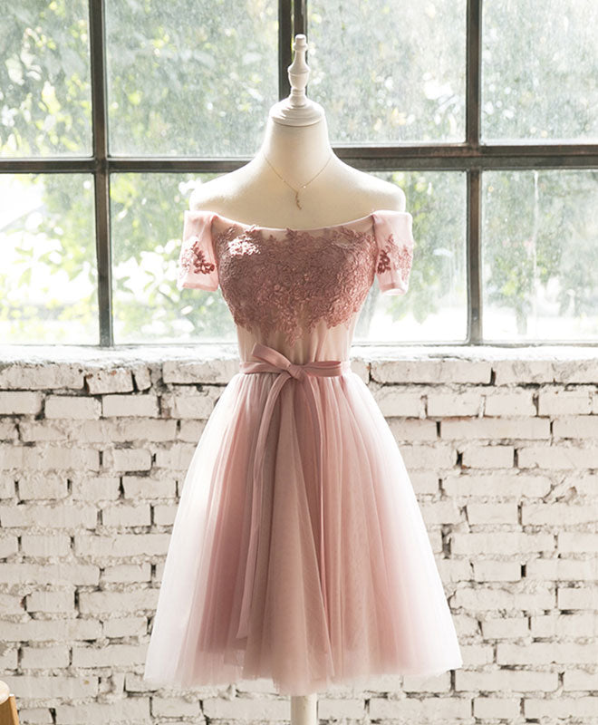 Pink Lace Tulle Short Corset Prom Dress, Corset Homecoming Dress outfit, Prom Dress Bodycon