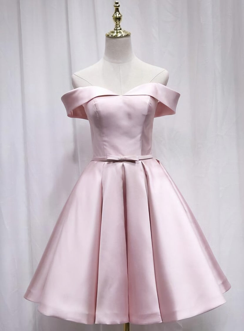 Pink Off Shoulder Corset Bridesmaid Dress, Lovely Party Dress Outfits, Prom Dresses2031