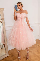 Pink Off Shoulder Hearts Corset Prom Dress outfits, Pink Off Shoulder Hearts Prom Dress