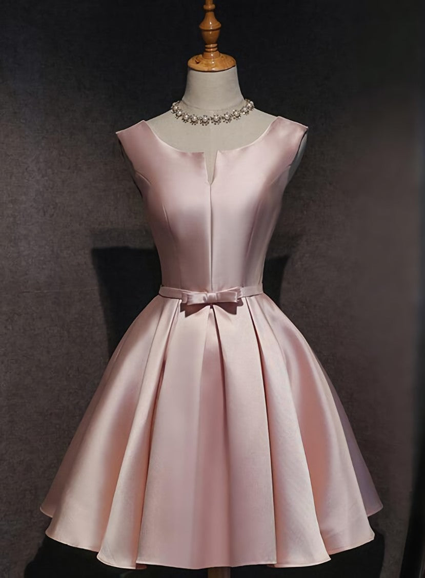 Pink Satin Short Party Dress , Lovely Satin Corset Homecoming Dress outfit, Party Dress Ideas For Winter