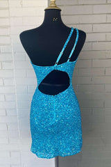 Pink Sequin One Shoulder Cutout Corset Homecoming Dress Gala Dresses Short Gowns, Homecoming Dresses For Girl