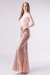 Pink Shimmery Sequin Lace Corset Prom Dresses outfit, Homecoming Dress Long