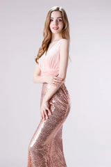 Pink Shimmery Sequin Lace Corset Prom Dresses outfit, Homecomeing Dresses Long