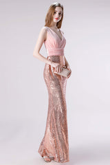 Pink Shimmery Sequin Lace Corset Prom Dresses outfit, Homecomming Dresses Long