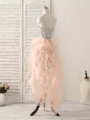 Pink Sweetheart Neck Rhinestones Organza Corset Prom Dress Pink Corset Homecoming Dresses outfit, Formal Dresses Cheap